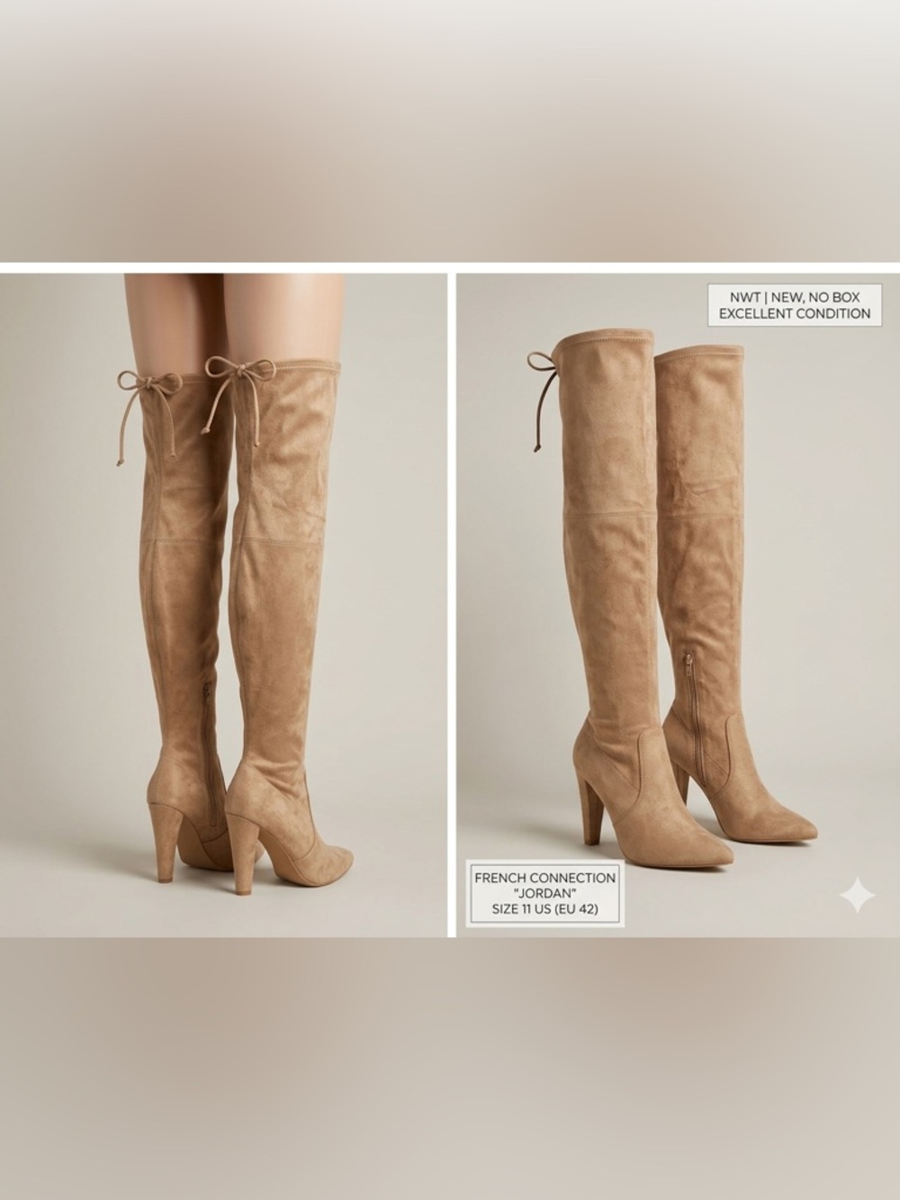 French Connection Jordan Tan Over-the-Knee Boots - Size 11